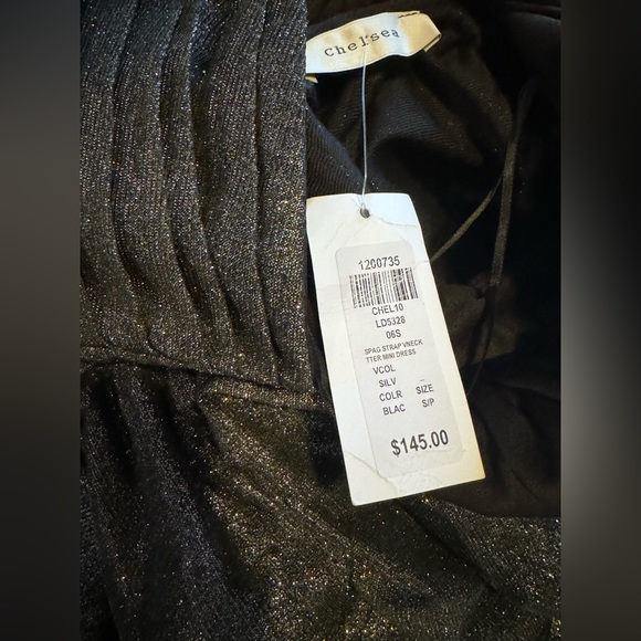 NWT Black and silver V-neck glitter dress - Picture 2 of 2